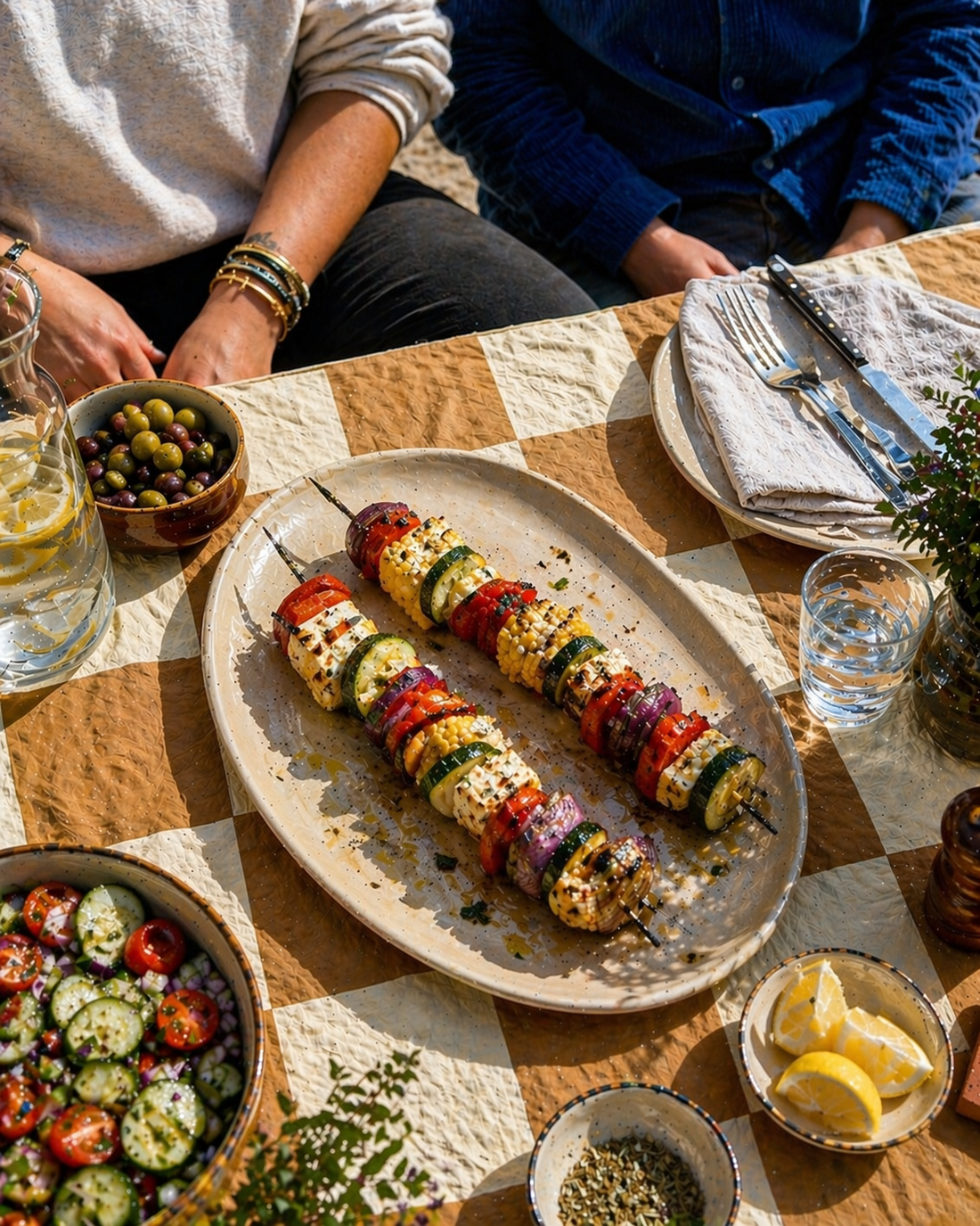 Halloumi and Vegetable Skewers